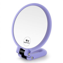 (4.72"L x 9.25"W, Purple) Handheld Magnifying Mirror, 15X with Handle, Double Side 15X/1X Folding Mirror for Face & Eyes