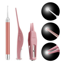 (3pcs-case-rose gold) Led Light Ear Pick Ear Wax Removal Ear Cleaner Set Earpick Nose Clean Tweezers Picks Wax Remover Baby Adults Ear Care Set
