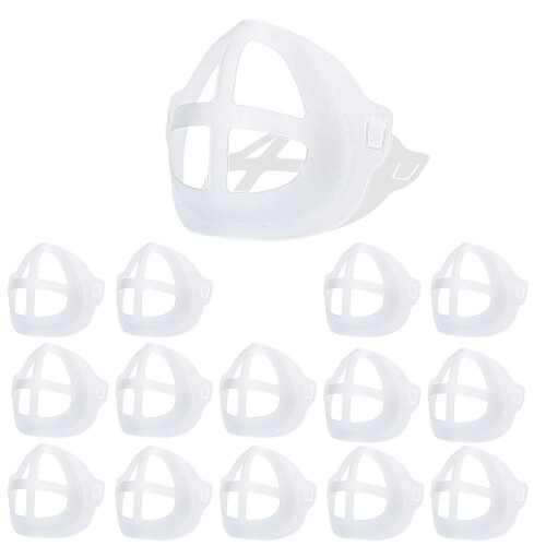 Mask Bracket 15 Pack 3D Silicone Inner Support Frame for Comfortable Breathing and Makeup Protection White