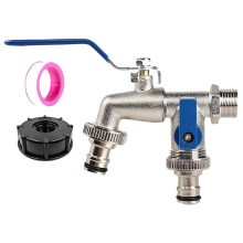 Heavy Duty Metal Garden Hose Splitter 2 Way with Dual Outlet Control, Leakproof Outdoor Faucet Adapter for Backyard Watering