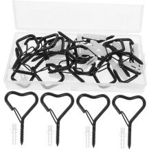 20pcs HeartShaped Screw Hooks Heavy Duty Carbon Steel Eye Hooks for String Lights Plant Hangers Indoor Outdoor Use