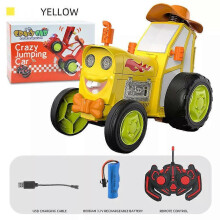 (yellow) 4 COLOR Jump Remote Control Tractor Stunt Car, Crazy Jumping Car Toys, 360 Rotating