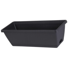 Outdoor Planter Box Rectangular Resin Flower Pot with Drainage Holes Removable Tray for Balcony Garden