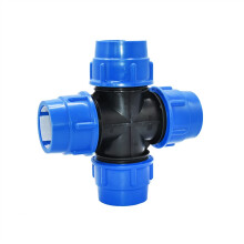 32mm 4 Way PE Pipe Cross Connector for Irrigation, Durable Plastic Water Splitter Fitting