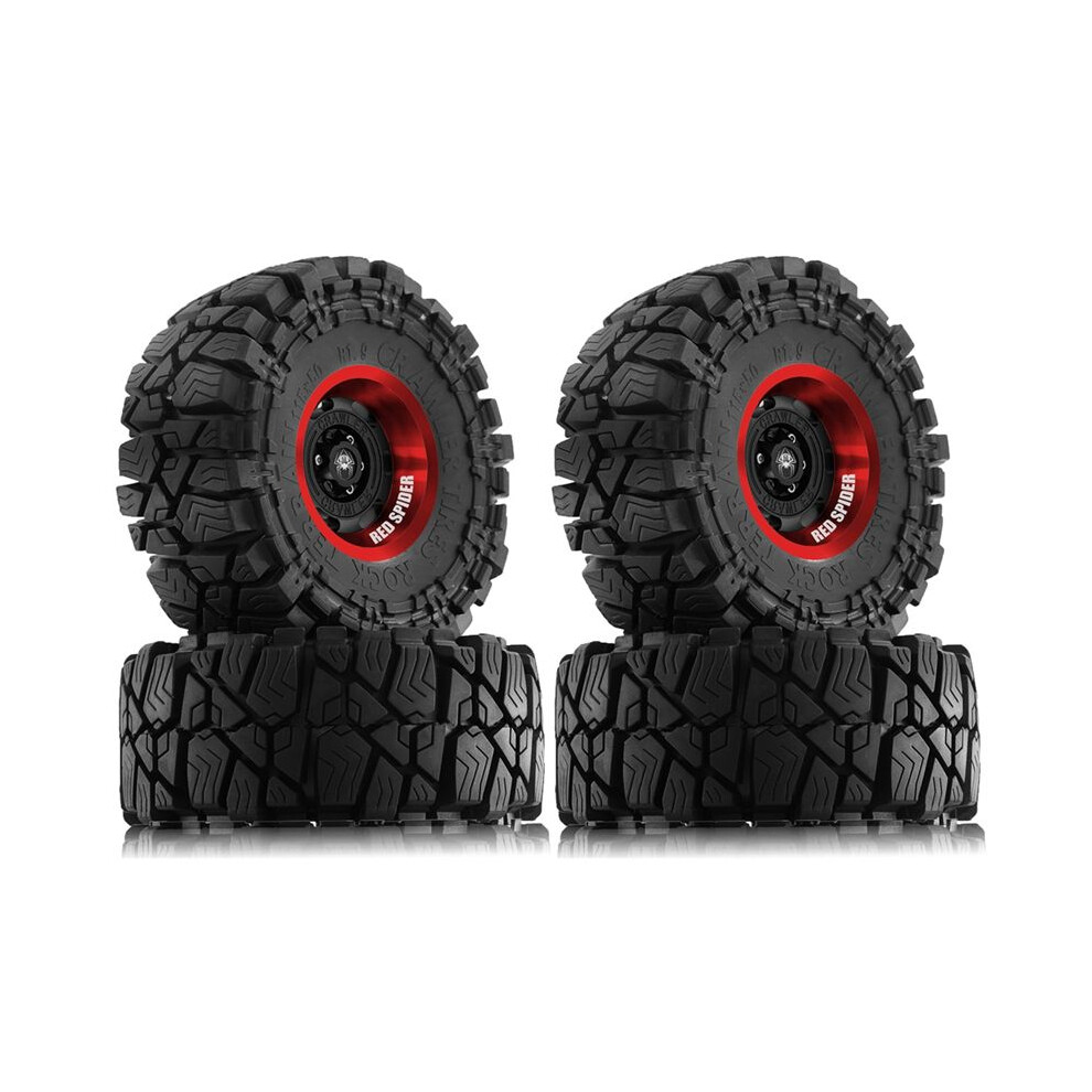 Spider R 115Mm 1.9In Rubber Rock Tyres Wheel Tires For 1/10 Rc Crawler Car Axial Scx10 90046 Trx4 Cat Gen8 Rc Parts Red 6031048161365