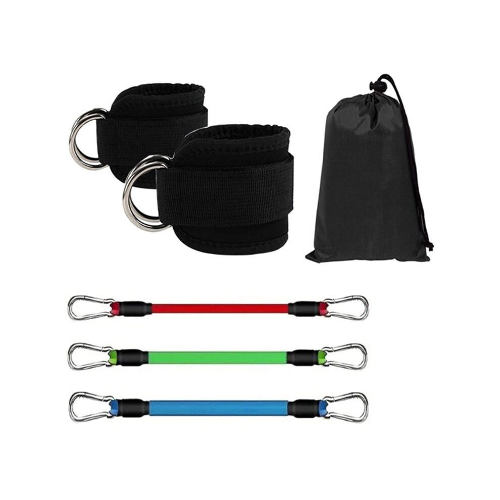 Tauoh Elastic Belt Three(Including A Pair Of Ankles)Leg Bounce Tension Rope Training With Elastic Rope Black Ankle Bands