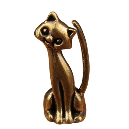 Miniatur-Messingkatzen-Elefant-Statue,-1