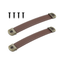 Leather Cabinet Pulls Brown Vintage Drawer Handles with Screws Ergonomic Grip Durable Strap Design