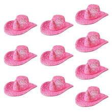 Glitters Pink Sparkling Cowboy Hat Shape Bottle Toppers For-A