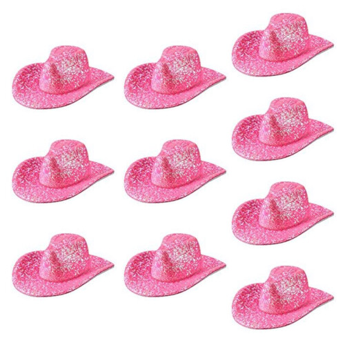 Glitters Pink Sparkling Cowboy Hat Shape Bottle Toppers For-A