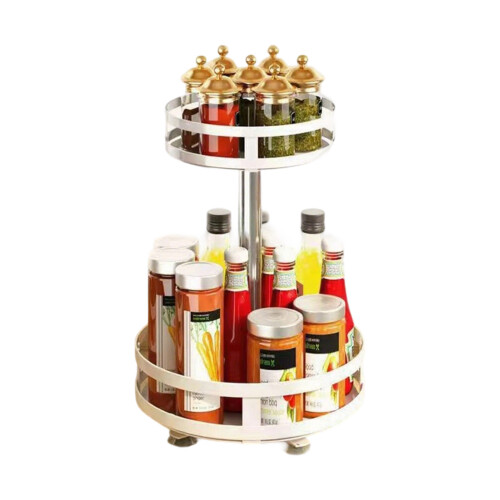 360 Degree Rotating Kitchen Countertop Organizers-White 2-tier
