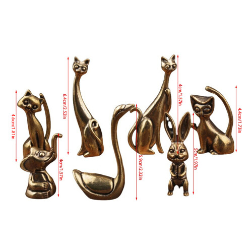 Miniatur-Messingkatzen-Elefant-Statue,-1 1