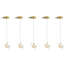 5X Butterfly LED Pendant Lights Nordic Golden Bedside Chandelier Lighting for Living Room Bedroom Bedside Lamp A