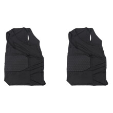 2X Protège-Côtes Homme Rembourré Gilet Chemise de Compression Gilet D'Entraînement avec 3 Tampons pour Le Football Football Basketball Le Hockey