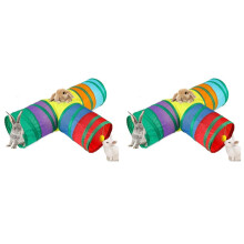2X Tunnels et Tubes de Lapin Pliables 3 Voies Lapin Cachette Petit Animal Activité Tunnel Jouets pour Lapins Nains Lapin Kitty