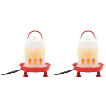 2X 3L Heated Chicken Waterer for Winter Auto-Fill Chicken Water Heater with Leg Support,35W Heating Poultry EU Plug