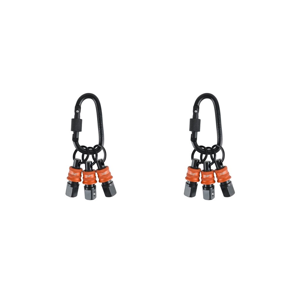 2X Socket Holder Keychain 6Pc -1/2Inch Socket Organizer With Quick Release And Clip - Impact Wrench And Toolbox 6031987506128