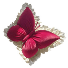 Butterfly Backrest Cushion With Lace Embroidery Home Car-Red