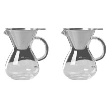 2X Glass Coffee Pot with Filter High Temperature Resistant Espresso Pots Graduated Scale Coffee Server 400ml