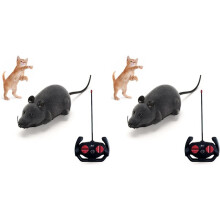 2X Remote Control Rat Mouse Cat Toy Realistic RC Fake Rat Mouse Toy for Cats Dogs Pets NoveltyGift (Grey)