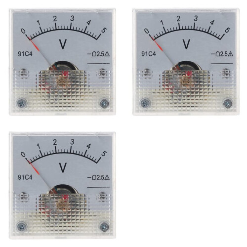 3X Voltmeter 91C4 for Voltmeter Analog Panel Meter Mechanical Type 5V Style