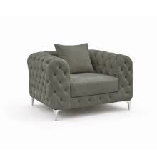 (Grey Velvet, Armchair) Monaco Sofa 3+2 Set 1,2,3 Seater Chesterfield Velvet Couch Longue Lounger Settee