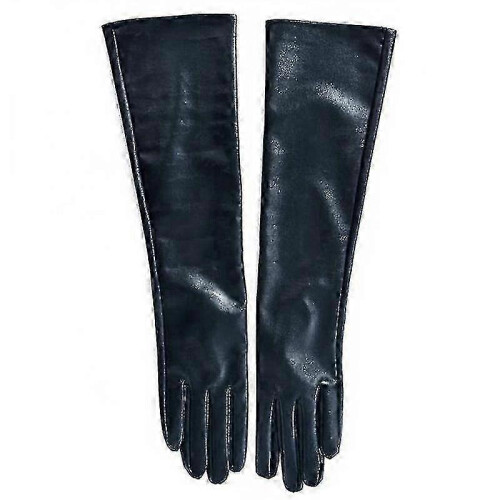 (45cm, black) Women's Long Full Finger Leather Winter Elbow Opera Gloves