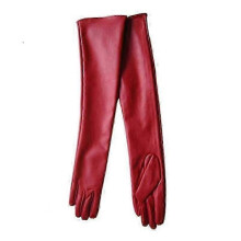 (40cm, red) Women's Long Full Finger Leather Winter Elbow Opera Gloves