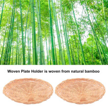 25 Pcs Bamboo Paper Plate Holder - 10 Inch Round Woven Plate Holder, Reusable Paper Plate Holders for Picnic Party