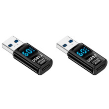 2PCS Digital LED Display USB 3.2 Adapter 10Gbps 36-60W Power Meter Tester Chip Data Transmission USB C Extension B