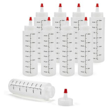 36-Pack 8 Oz Condiment Squeeze Bottles with Red Tip Cap - Durable Plastic Squirt Bottle for Ketchup, Sauces, Syrup