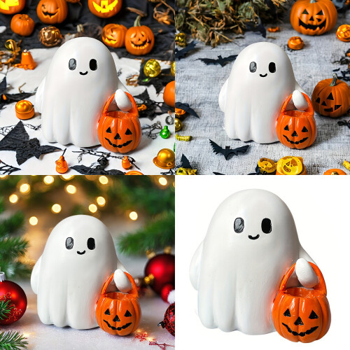 Halloween Ghostly Figurines Pumpkins Ghostly Statue-2pcs 1
