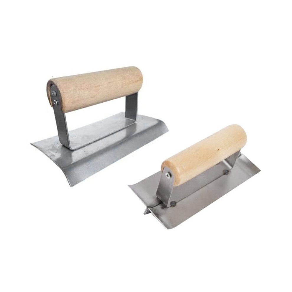 90 Degree Corner Trowel, Internal External, Galvanized Steel With Wood Handle, Half Rounded And Slide Slot Slicer 4711884732920