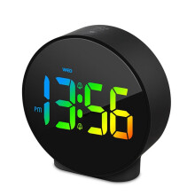 Digital Alarm Clock LED Desk Electronic Clock Dual Alarm 12/24H Snooze Week Display Bedside Clock Table Clock Black