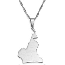 (45cm Thin Chain, Silver Color) Anniyo Cameroon Necklace Gold Color Jewelry Cameroon Map Cameroun Country Maps Cameroonians With City Name #135321