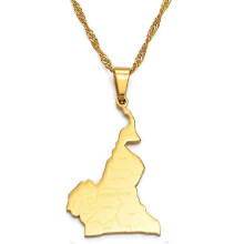 (60cm Thin Chain, Gold Color) Anniyo Cameroon Necklace Gold Color Jewelry Cameroon Map Cameroun Country Maps Cameroonians With City Name #135321