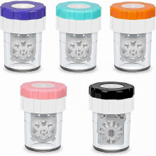 5 Pcs Contact Lens Barrel Cases Contact Lens Cleaner Washer Manual Rotation Contact Lens Cleaning Container-Good