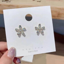 (Flower) Crystal Elk Earrings Women Christmas Deer Ear Stud Stylish Xmas Gift Girls