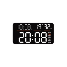 Grande horloge murale à affichage numérique-Coque noire blanc li
