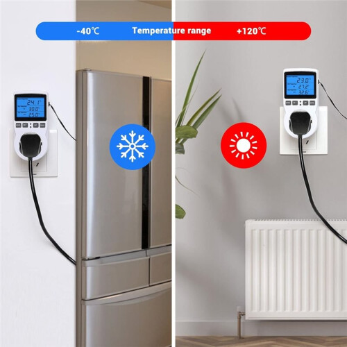 Thermostat Plug Socket, Digital Temperature Controller Timer Outlet, Timer  Plug with Sensor Probe UK Plug 1