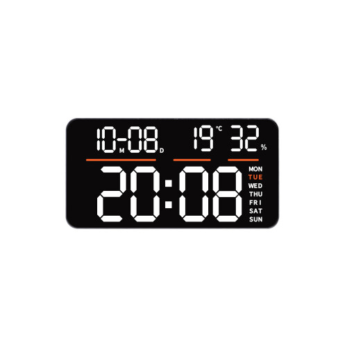 Multifunctional Digital Wall Clock Clear-Black shell white li