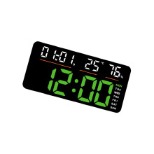 Horloge murale électronique LED, avec-Coque noire vert li