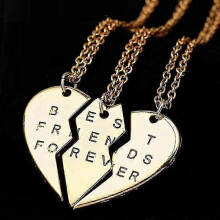 3Pcs Broken Heart Pendant Necklace Chic Best Friends Forever Necklace-Good