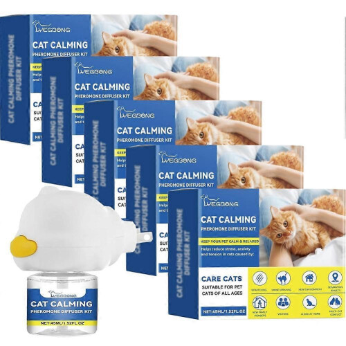 (5pcs) 45ml Cat Calming Diffuser Cat Emotion Diffuser Long Lasting Pheromone Plug-in Relaxants Cat Calm Relaxing Reduce Fighting