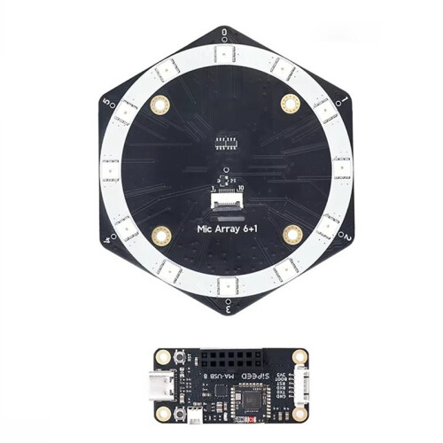 6+1 Mic Array Sound Source Localization Beamforming USB Driver-Free Sound Card Microphone Array with MA-USB8 Drive Board