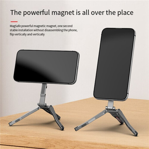 2X Magnetic Pocket Phone Tripod Holder with Hook Foldable  Phone Holder Strap for  Android/ 2