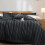 Imperial Rooms (Single , Charcoal) Luxury Stripe Duvet Cover Bedding Set Fitted Sheet 3