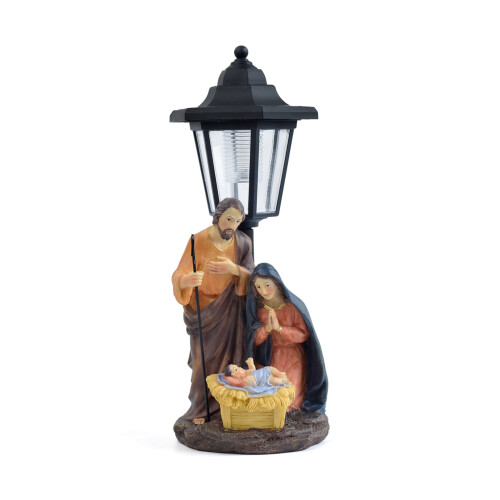 Religieuze zonne-licht kerststal harsen standbeeld