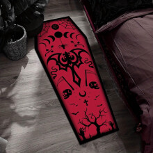 Large Gothic Coffin Halloween Bath Mat, 51x19in Non Slip Washable Rug with Red Cross for Bathroom or Bedroom