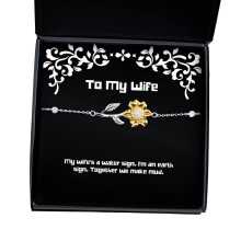 Sterling Silver Sunflower Wife Bracelet with Elegant GoldPlated Petals, Anniversary Gift for Wife